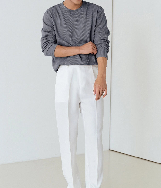 Suéter de Canalé Oversized en Neblina Azul