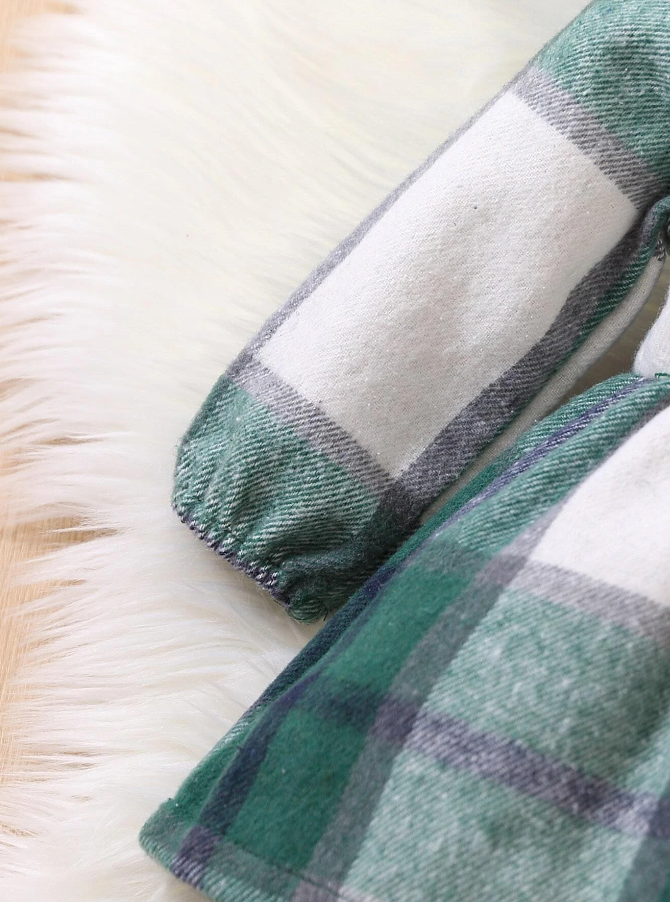 Vestido a Cuadros con Lazo para Chicas - Verde