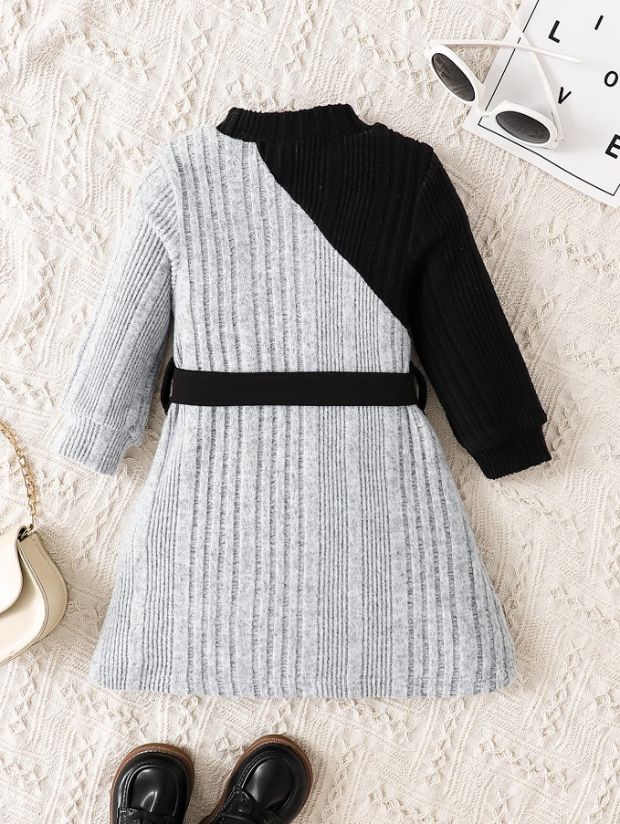 Vestido con Cinturón para Chicas - Gris