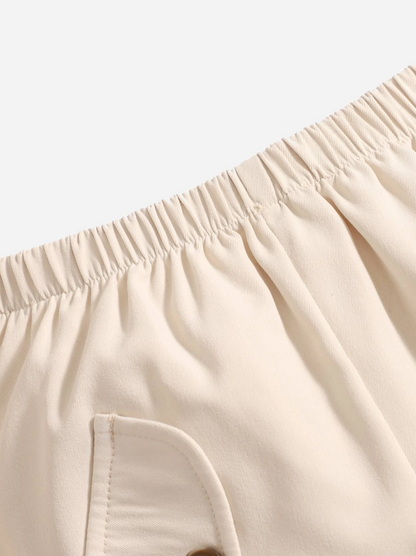 Pantalón Unisex Beige con Botones
