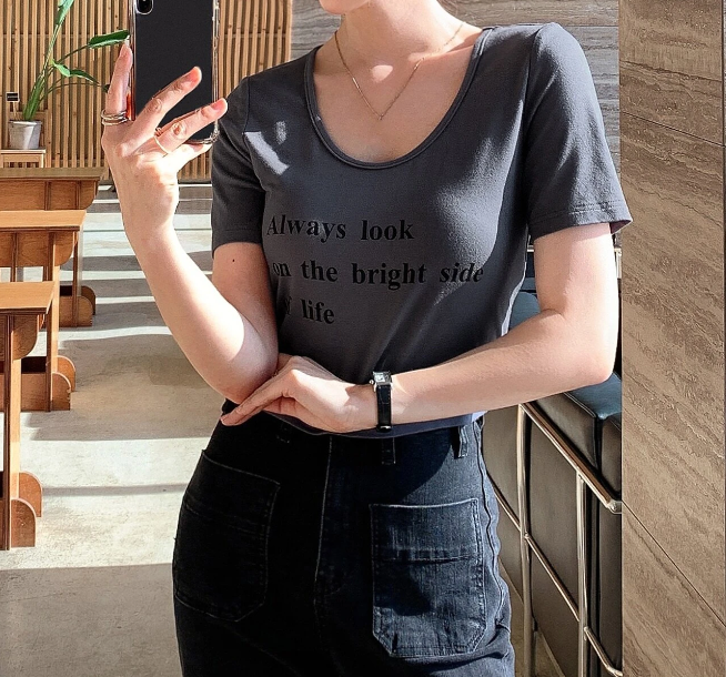 Blusa Casual con Estampado de Frase