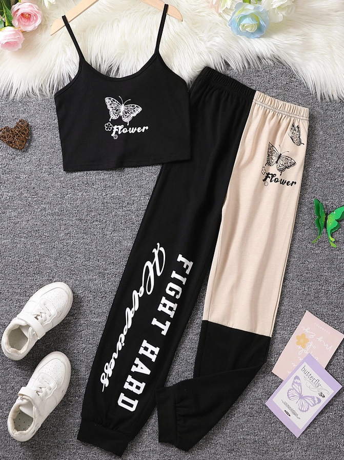 Conjunto Deportivo de 2 Piezas con Estampado de Mariposa