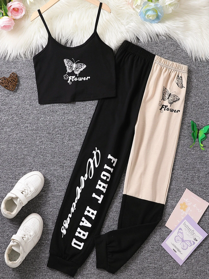 Conjunto Deportivo de 2 Piezas con Estampado de Mariposa