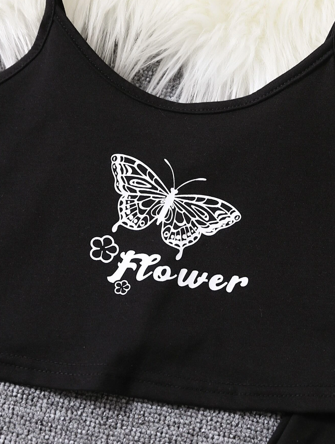 Conjunto Deportivo de 2 Piezas con Estampado de Mariposa