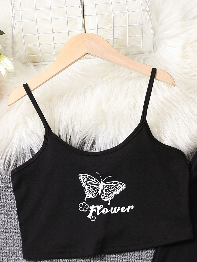 Conjunto Deportivo de 2 Piezas con Estampado de Mariposa