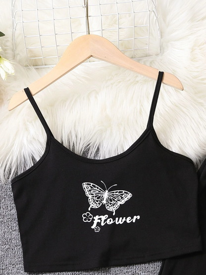 Conjunto Deportivo de 2 Piezas con Estampado de Mariposa