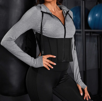 Sudadera de Yoga con Capucha y Cremallera