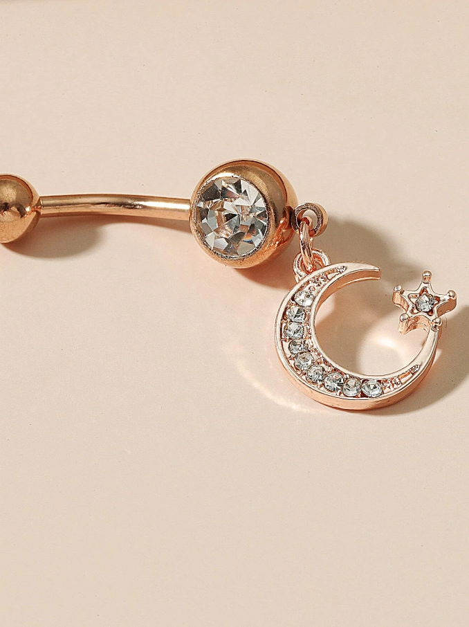 Piercing para Ombligo con Colgante Luna y Estrella