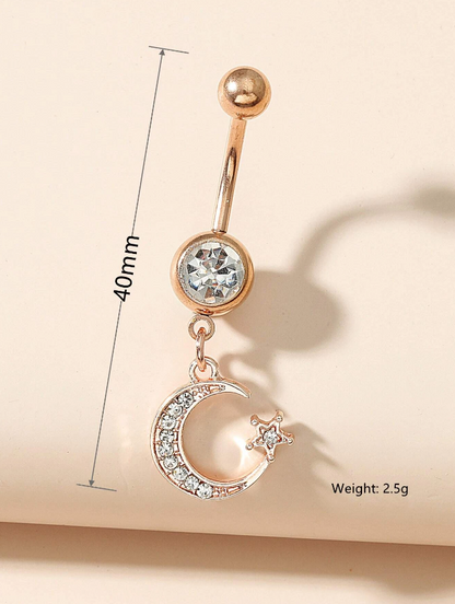 Piercing para Ombligo con Colgante Luna y Estrella