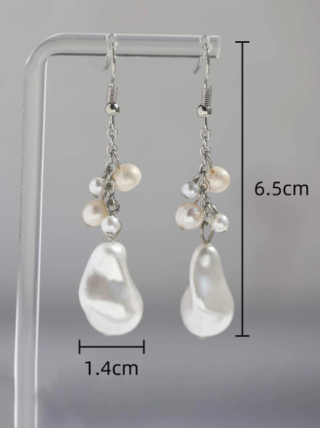 Pendientes Largos con Perlas y Acabado Multicolor
