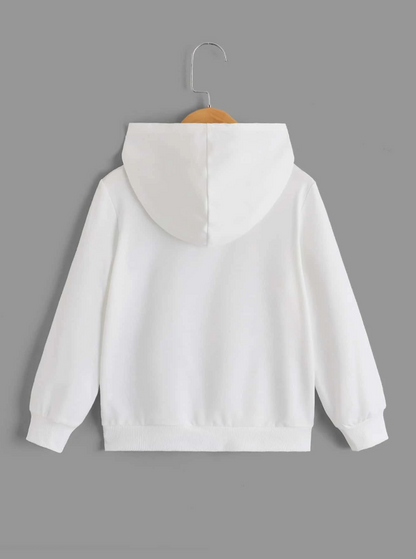 Sudadera Casual con Estampado de Figuras y Letras en Blanco
