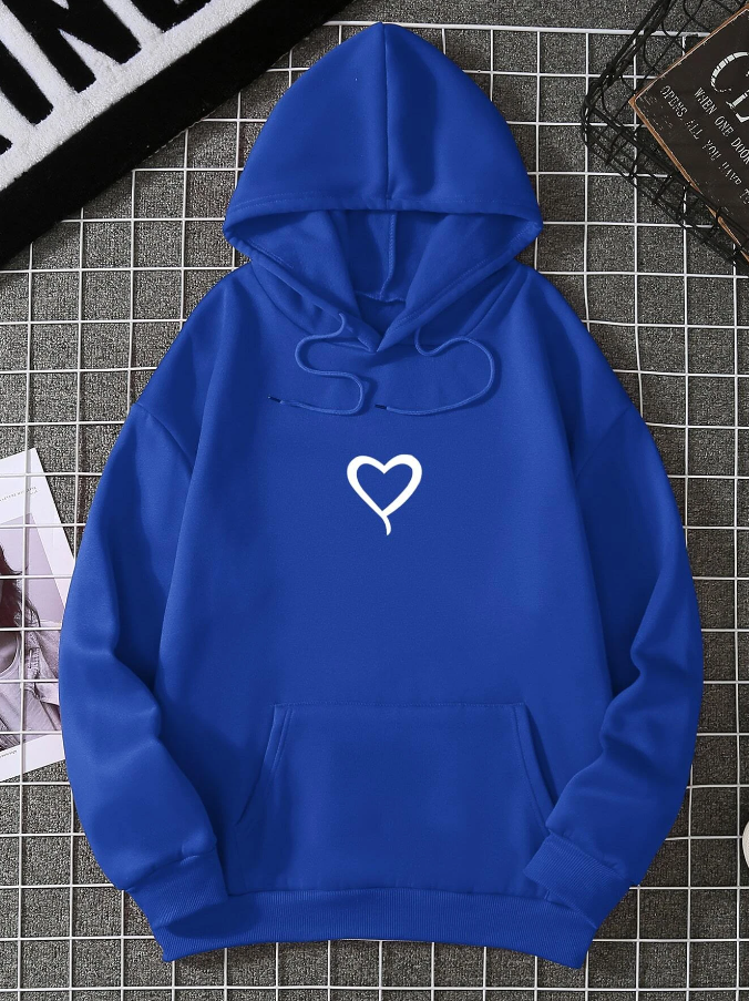 Sudadera Casual con Capucha y Estampado de Corazón