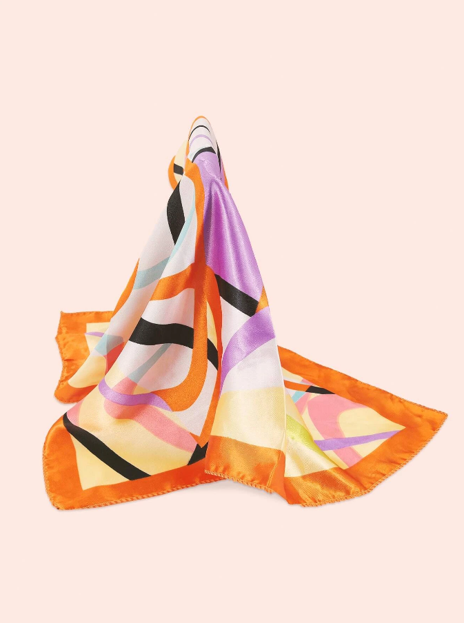 🧡 Pañuelo Seda – Diseño Abstracto & Estilo Artístico