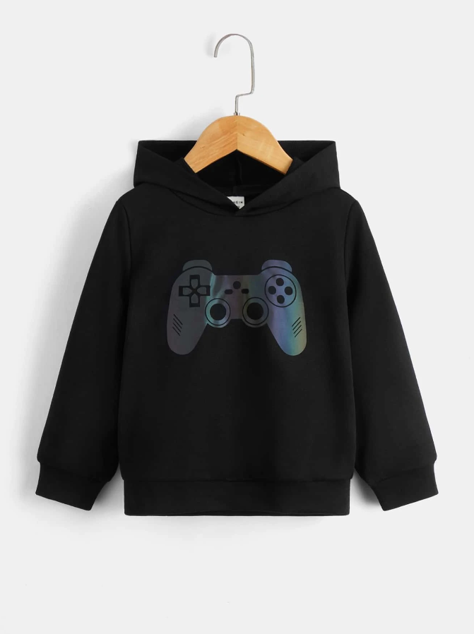 Sudadera Infantil con Capucha y Estampado de Controlador de Videojuegos