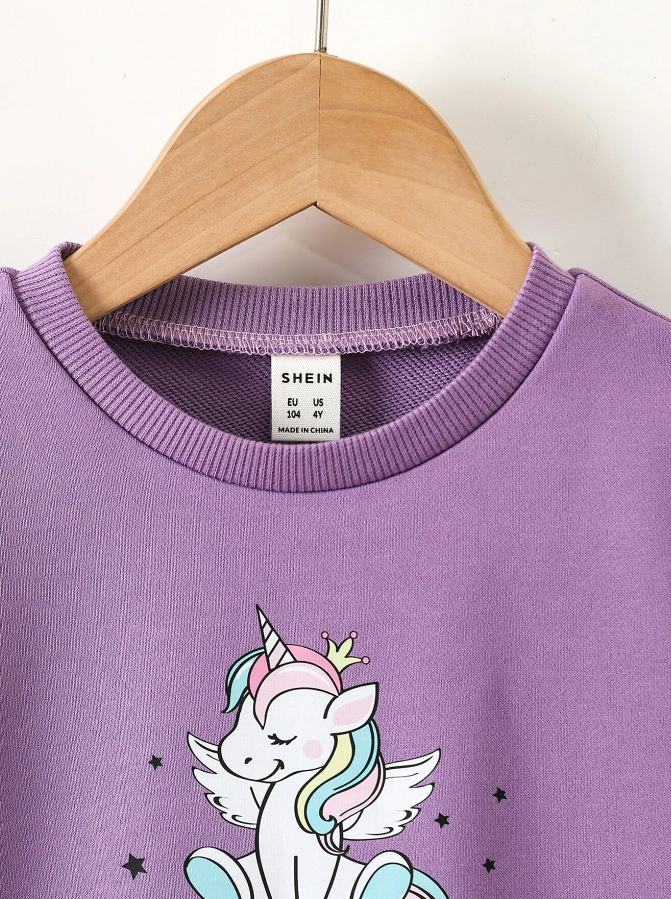 Sudadera Infantil con Estampado de Unicornio y Texto "Princess"