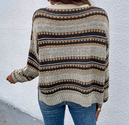 Jersey Casual con Estampado a Rayas y Aberturas