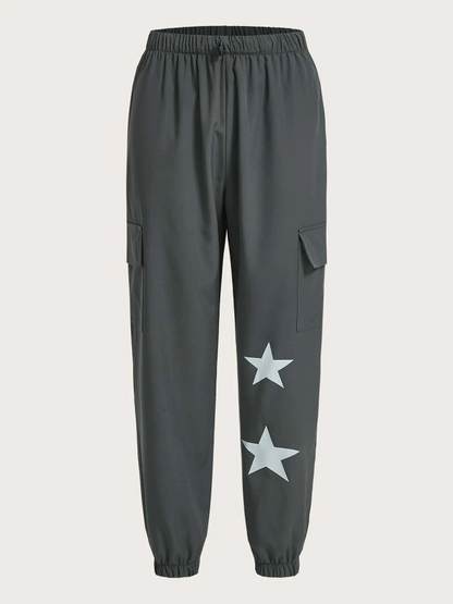 Pantalones Cargo con Estampado Geométrico - Gris Oscuro