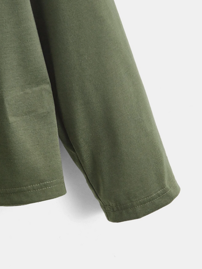 Sudadera con Estampado Geométrico y A Cuadros - Verde Militar