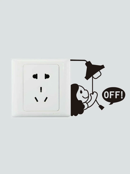 Adhesivo Decorativo "Niña con Lámpara y OFF"