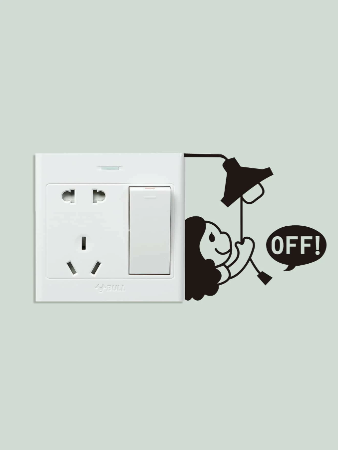 Adhesivo Decorativo "Niña con Lámpara y OFF"