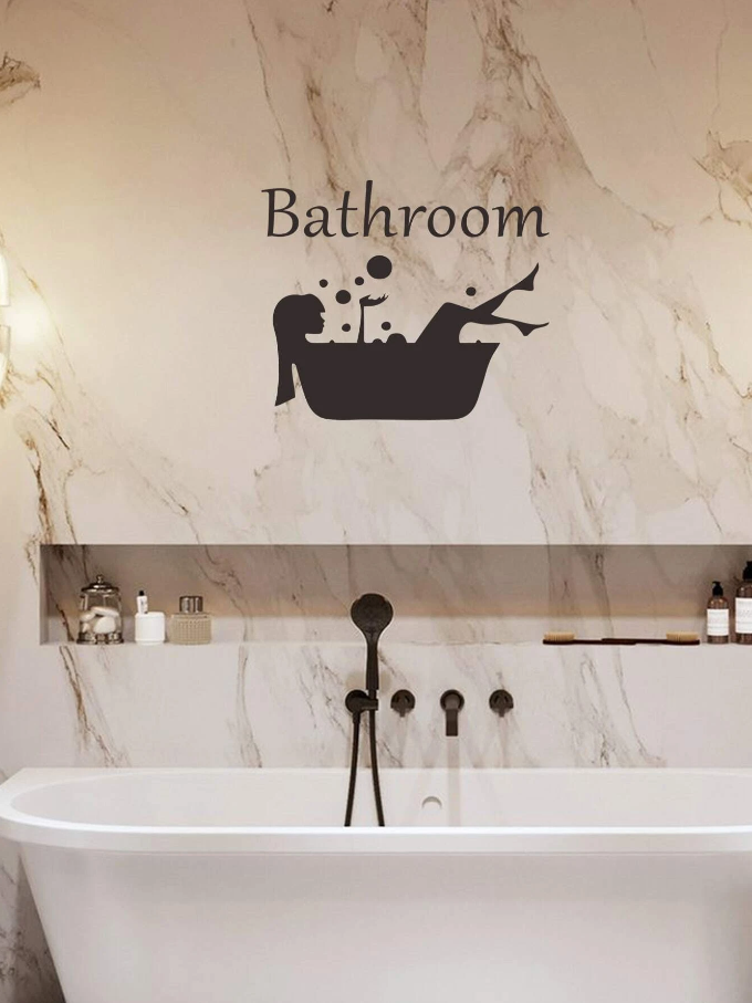 Adhesivo Decorativo "Bathroom con Bañera y Letras"