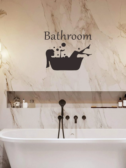 Adhesivo Decorativo "Bathroom con Bañera y Letras"