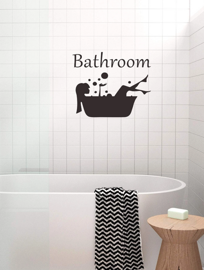 Adhesivo Decorativo "Bathroom con Bañera y Letras"