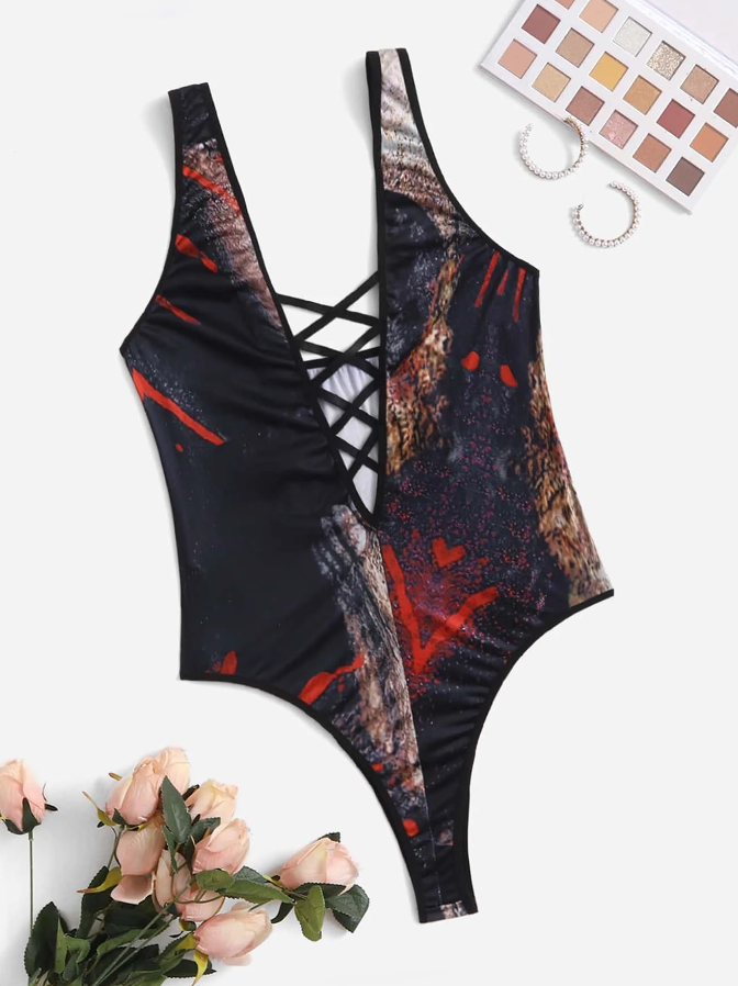 Body Cruzado con Estampado Gráfico Multicolor