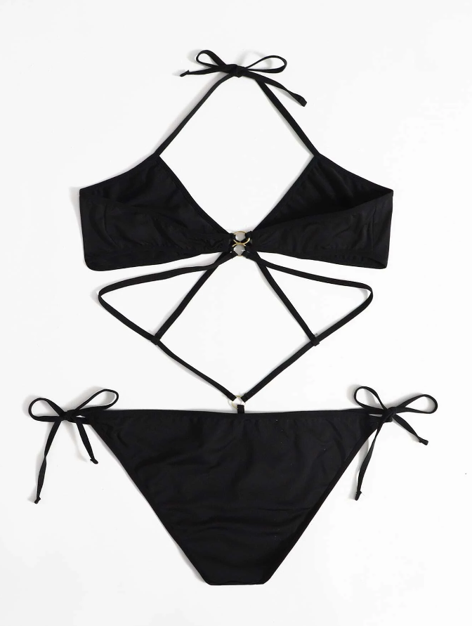 Body Negro con Detalles de Anilla