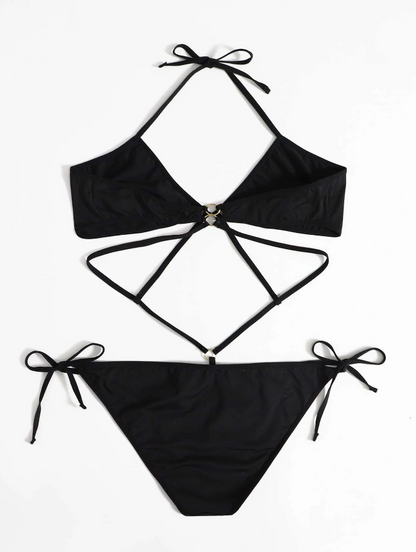 Body Negro con Detalles de Anilla