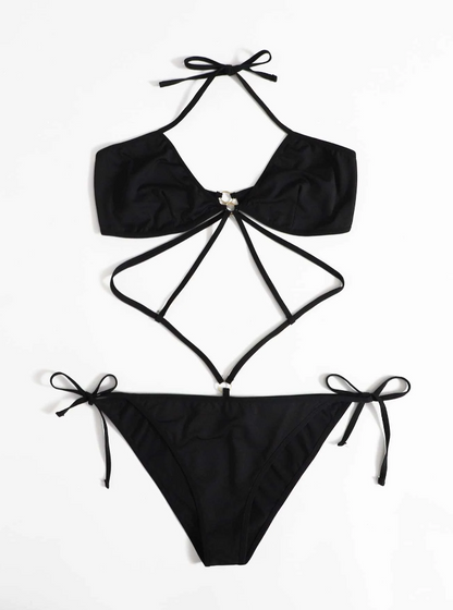 Body Negro con Detalles de Anilla