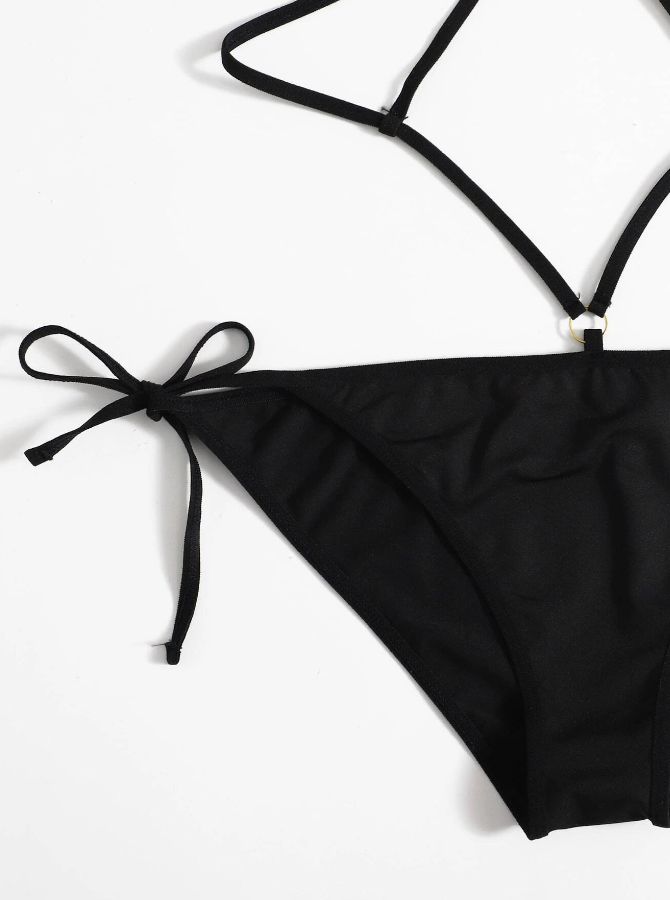 Body Negro con Detalles de Anilla