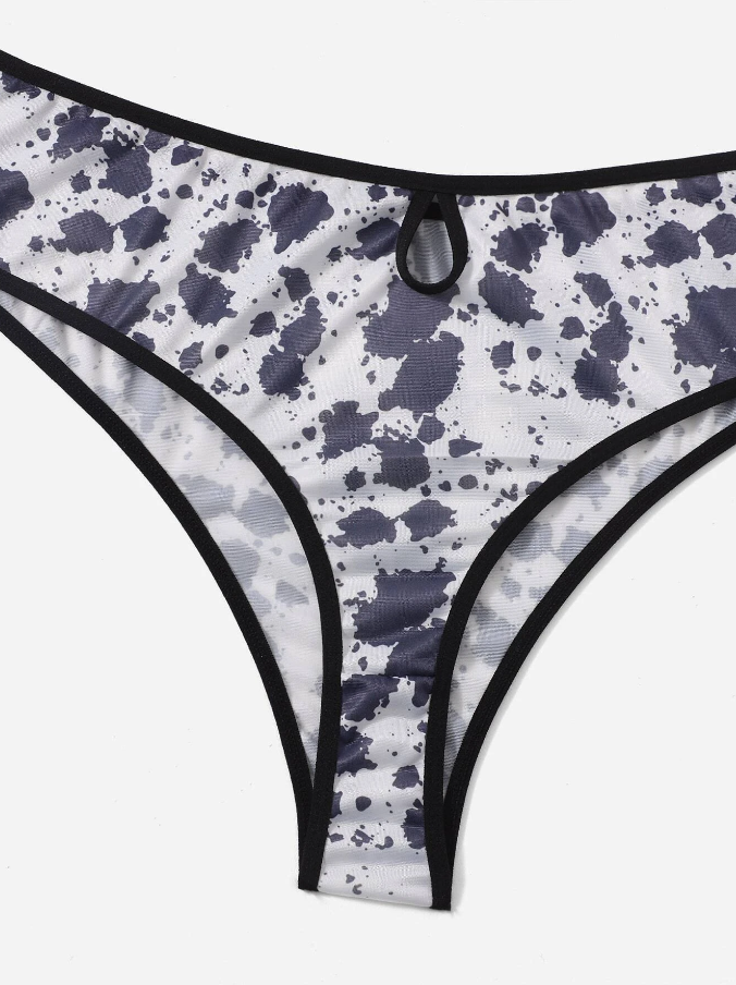 Set de Lencería Blanco y Negro con Estampado Abstracto