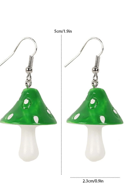 Pendientes con Diseño de Setas - Verde