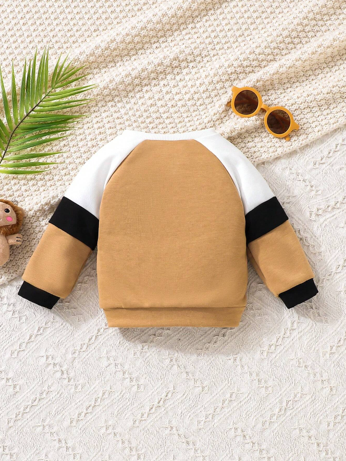Sudadera para Niños con Manga Raglán en Color Caqui