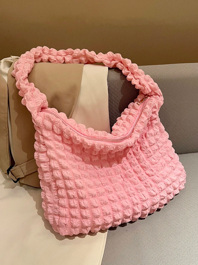 Bolso de Tela Cuadriculada - Lila y Rosa