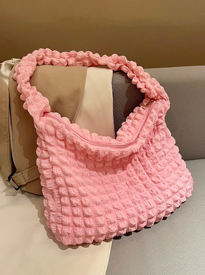 Bolso de Tela Cuadriculada - Lila y Rosa