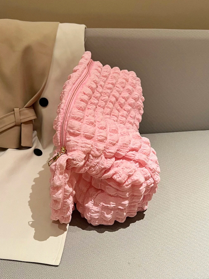 Bolso de Tela Cuadriculada - Lila y Rosa