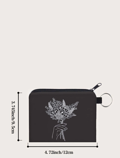 Monedero Estampado Floral - Blanco y Negro