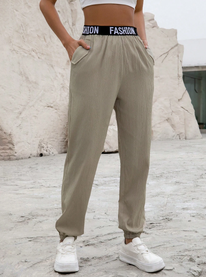 Jogger Casual Caqui con Cintura Elástica
