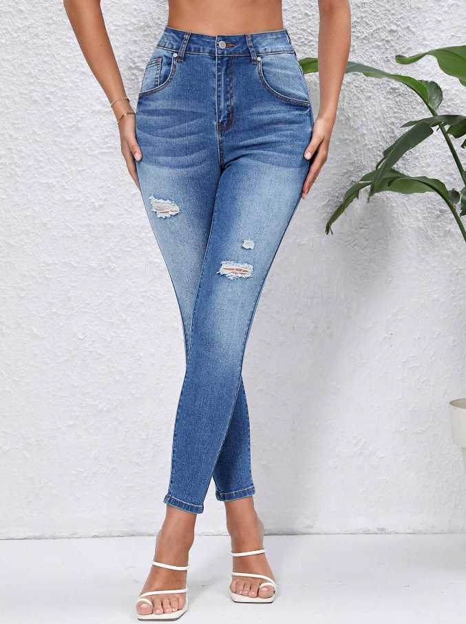 Jeans Ajustados Lavado Ligero