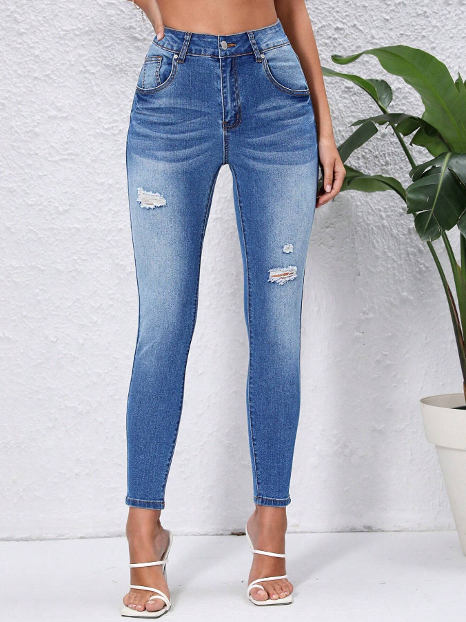 Jeans Ajustados Lavado Ligero