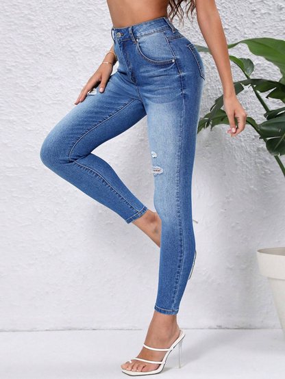 Jeans Ajustados Lavado Ligero