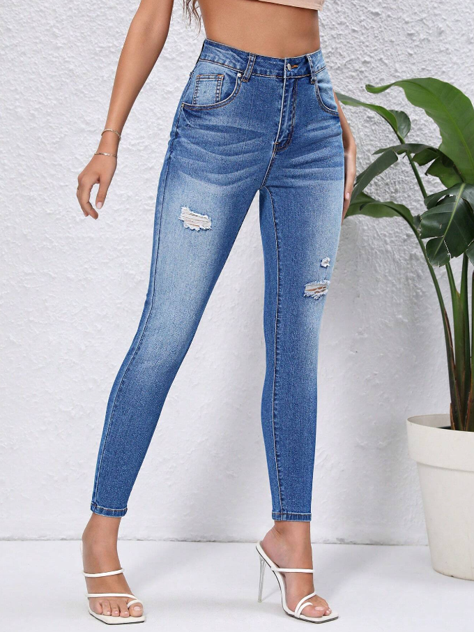 Jeans Ajustados Lavado Ligero