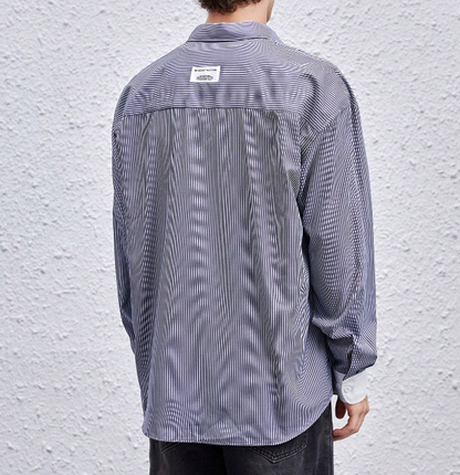 Camisa Oversized a Rayas - Gris