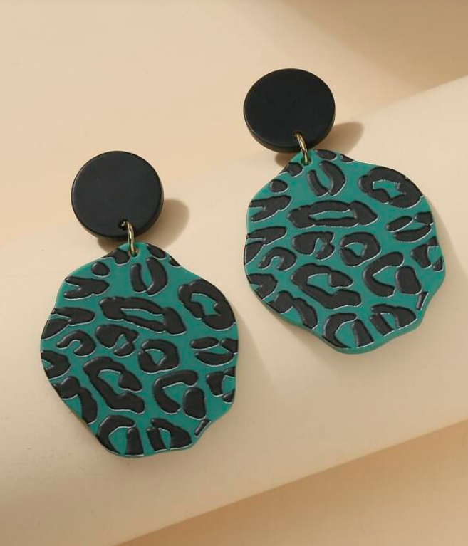 Pendientes Geométricos con Estampado Animal Print