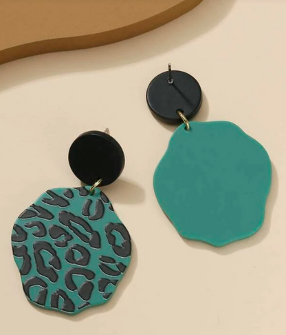 Pendientes Geométricos con Estampado Animal Print