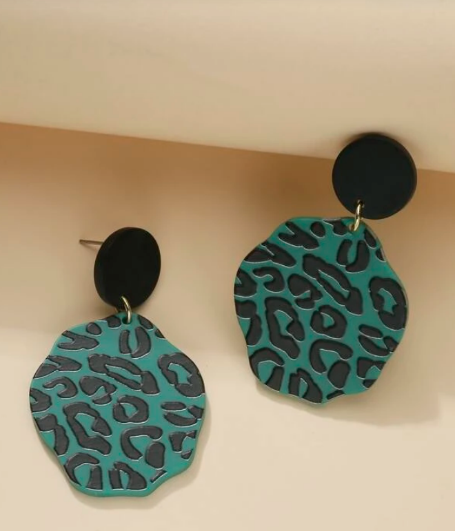 Pendientes Geométricos con Estampado Animal Print