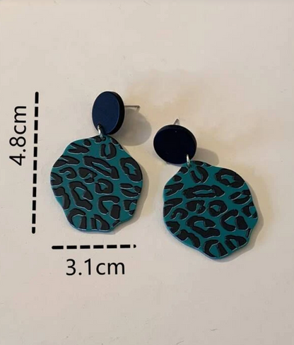 Pendientes Geométricos con Estampado Animal Print