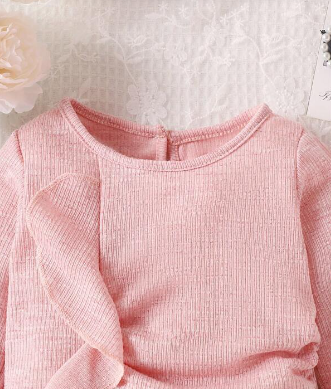 Vestido de Manga Larga con Volante para Niñas